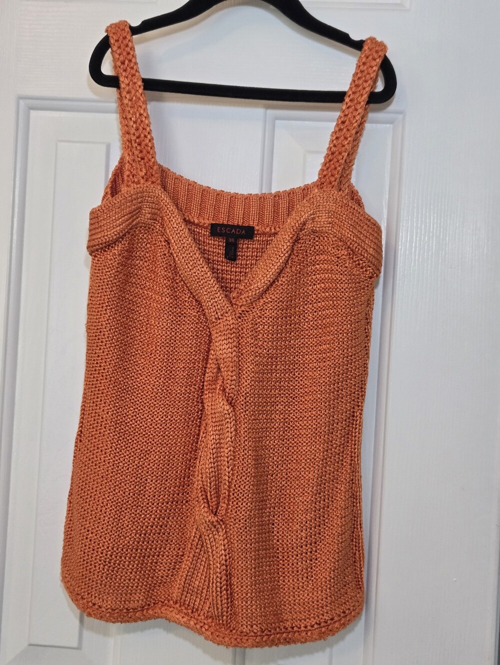 Escada Orange Braided Knit Camisole Tank Top Size 36 Or 6